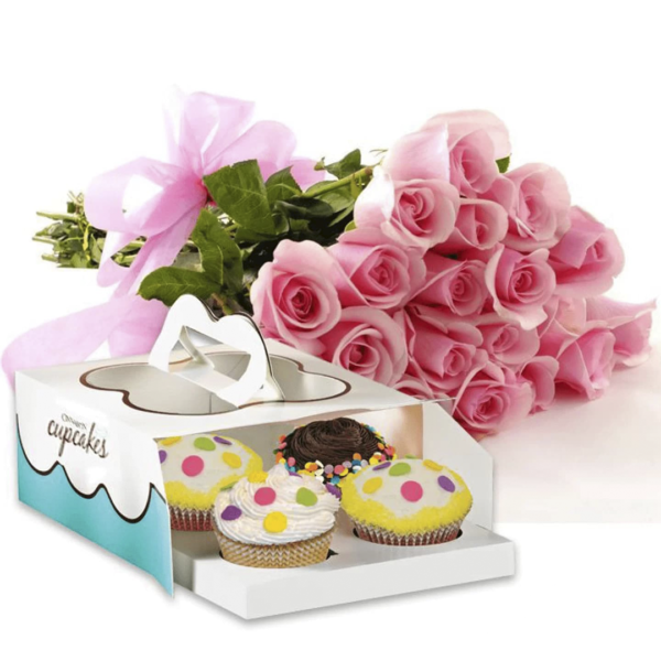 Cupcake package and flowers