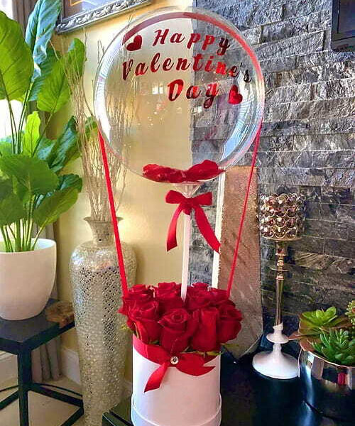Valentine's day flower basket